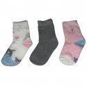 TWINDAY Lot de 3 paires de Chaussettes Bébé Fille Coton Blanc Gris Rose