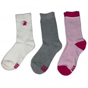 TWINDAY Lot de 3 paires de Chaussettes Fille Coton Rose Gris Blanc