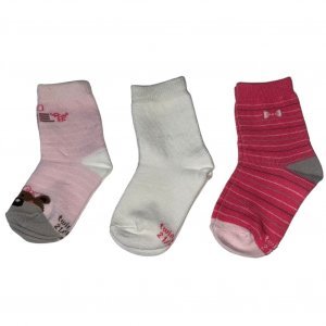 TWINDAY 3 paires de Chaussettes Bébé Fille Coton Rose Blanc Fushia