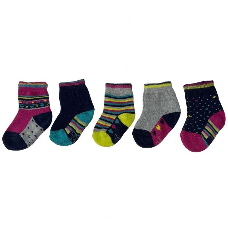 TWINDAY Lot de 5 paires de Chaussettes Bébé Fille Coton Multicolore