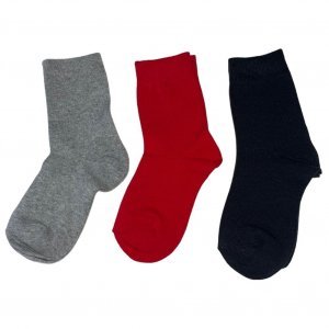 TWINDAY 3 paires de Chaussettes Garçon Coton LESUNIS Gris Rouge Anthracite