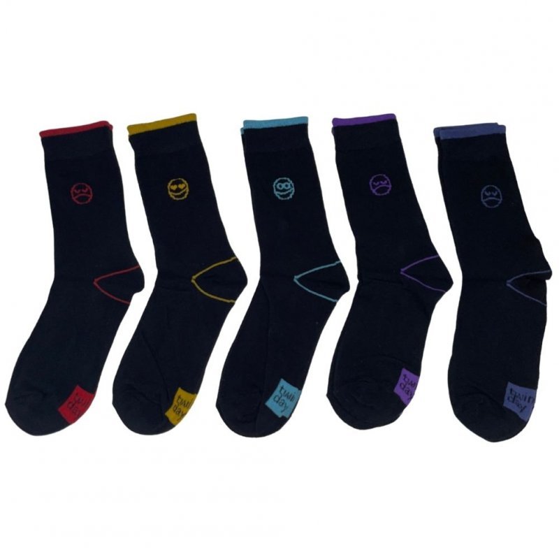 TWINDAY 5 paires de Chaussettes Garçon Coton Noir Multicolore