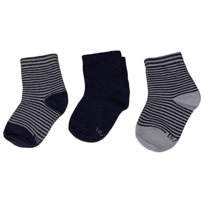 TWINDAY Lot de 3 paires de Chaussettes Bébé Garçon Coton DISCREET STRIPE Gris Anthracite