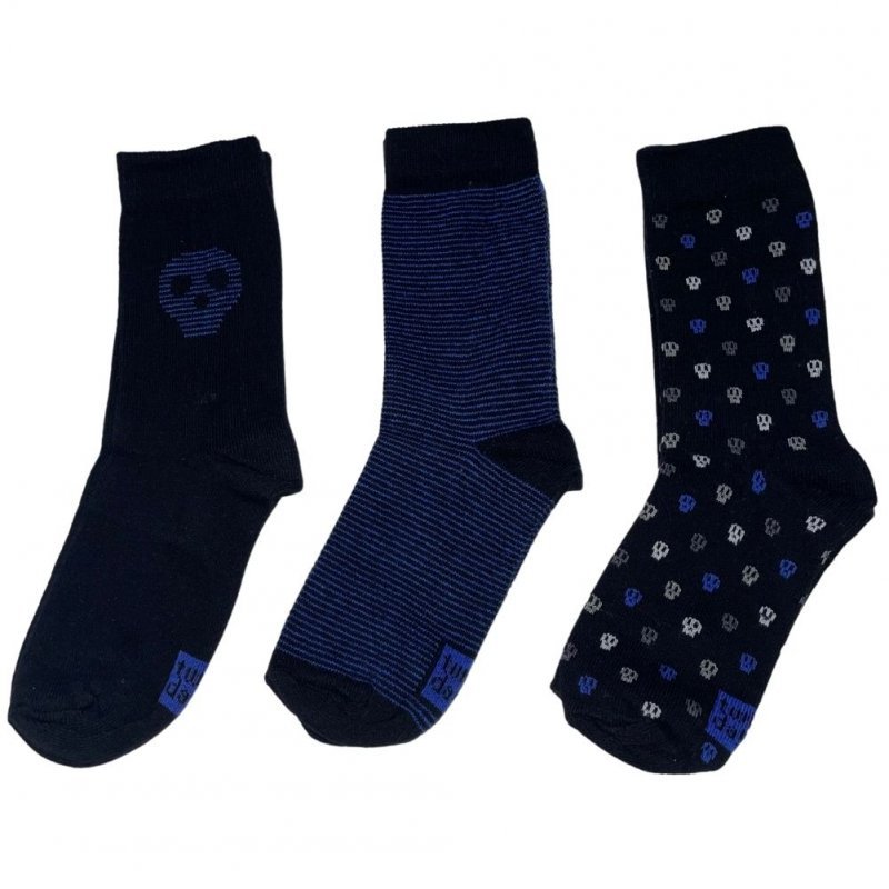 TWINDAY Lot de 3 paires de Chaussettes Garçon Coton HEAD Noir Bleu