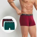 DIM Lot de 3 Boxers Homme Coton STRETCH Bleu céramique Vert sarcelle Rouge rubis