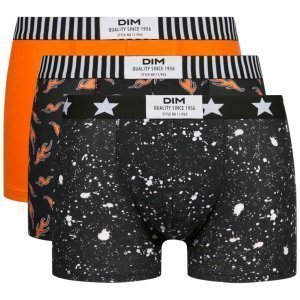 DIM Lot de 3 Boxers Homme Coton VIBES Marbre Flammes Noir