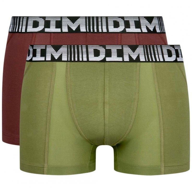 LOT DE 2 Boxer Sous-vêtements Homme 3D FLEX AIR Vert et Bordeaux