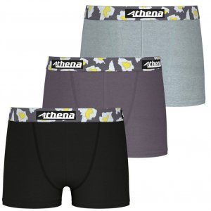 ATHENA 3 Boxers Garçon Coton CITYPACK Noir Anthracite Acier