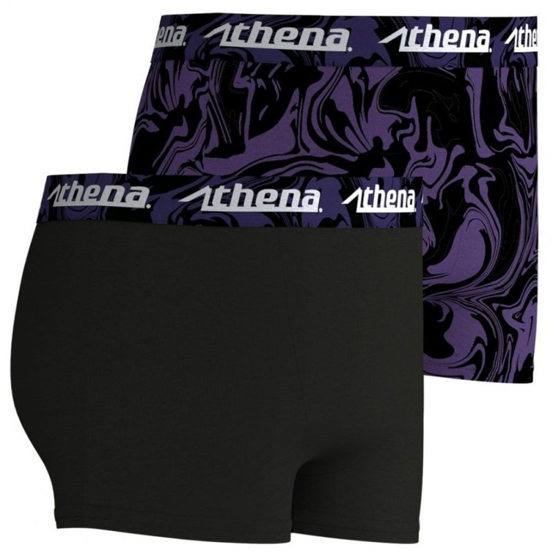ATHENA Lot de 2 Boxers Garçon Coton PRINTBOX Violet Noir