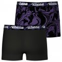 ATHENA Lot de 2 Boxers Garçon Coton PRINTBOX Violet Noir