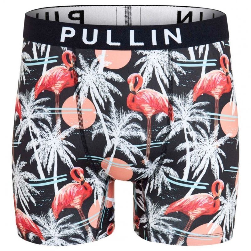 PULL IN Boxer Long Homme Microfibre MIAMIPALMS Noir Rose