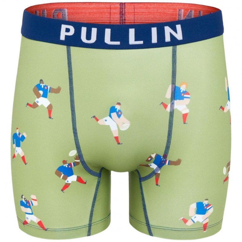 PULL IN Boxer Long Homme Microfibre RWC23 Vert Bleu