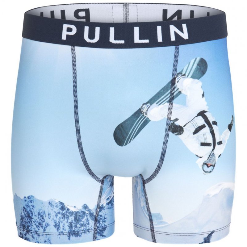 PULL IN Boxer Long Homme Microfibre BACKF Ciel Blanc