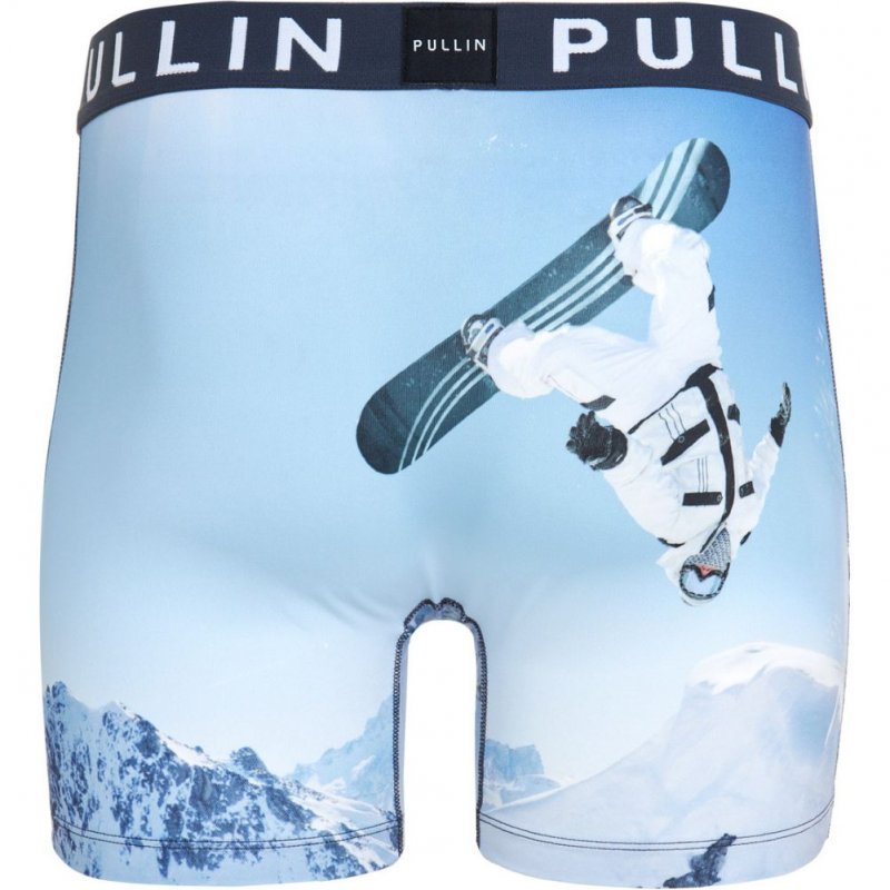 PULL IN Boxer Long Homme Microfibre BACKF Ciel Blanc