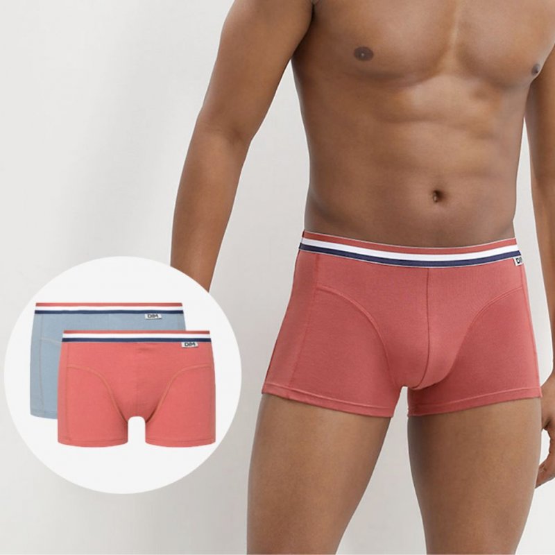 DIM Lot de 2 Boxers Homme Coton ECODIM COLORS Rouge Souris