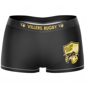 HERITAGE Boxer Femme Microfibre VILLERS RUGBY Noir Jaune MADE IN FRANCE