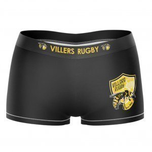 HERITAGE Boxer Fille Microfibre VILLERS RUGBY Noir Jaune MADE IN FRANCE