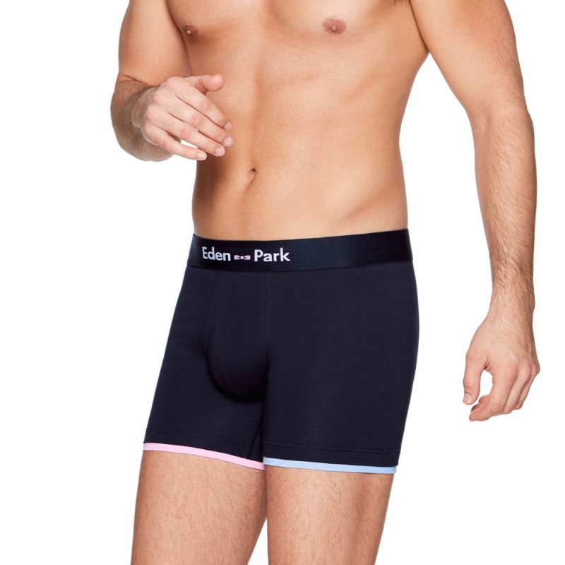 EDEN PARK Boxer Homme Coton LISERES Marine