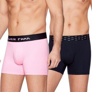 EDEN PARK Lot de 2 Boxers Homme Coton DUOCEINT Rose Marine