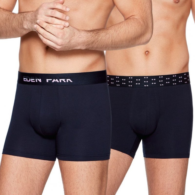 EDEN PARK Lot de 2 Boxers Homme Coton DUOCEINT Marine