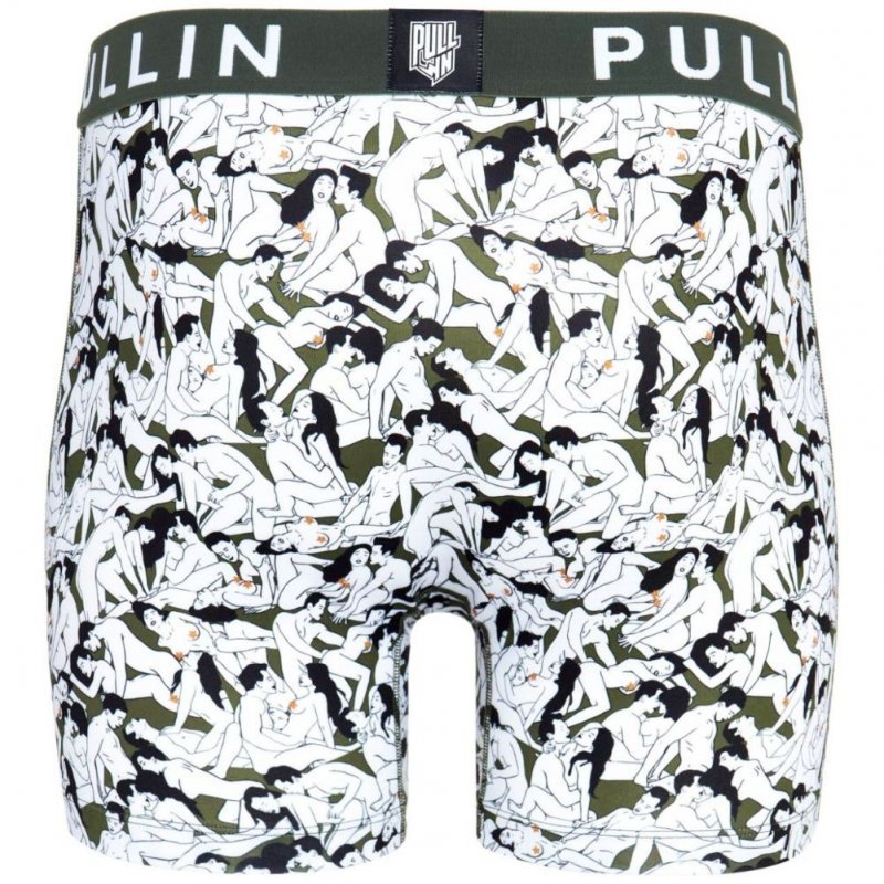 PULL IN Boxer Long Homme Microfibre CAMOSUTRA2 Blanc Kaki