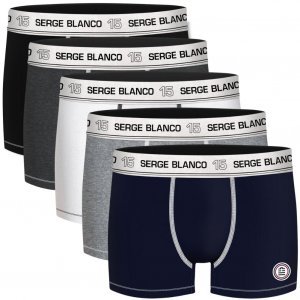 SERGE BLANCO Pack 5 Boxers Coton Homme CLAASS1 Noir Gris Blanc Marine