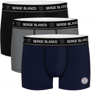SERGE BLANCO Pack 3 Boxers Coton Homme CLAASS5 Noir Gris Marine