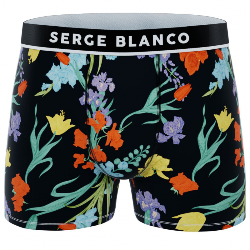 SERGE BLANCO Boxer Homme Microfibre SUBLASS4 Tulipe Noir