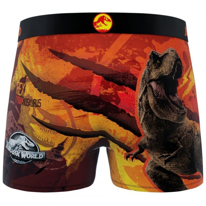 FREEGUN Boxer Homme Microfibre REX Orange Noir JURASSIC WORLD