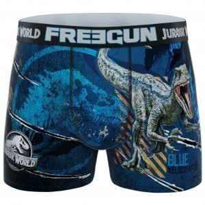 FREEGUN Boxer Homme Microfibre BLU Bleu Noir JURASSIC WORLD