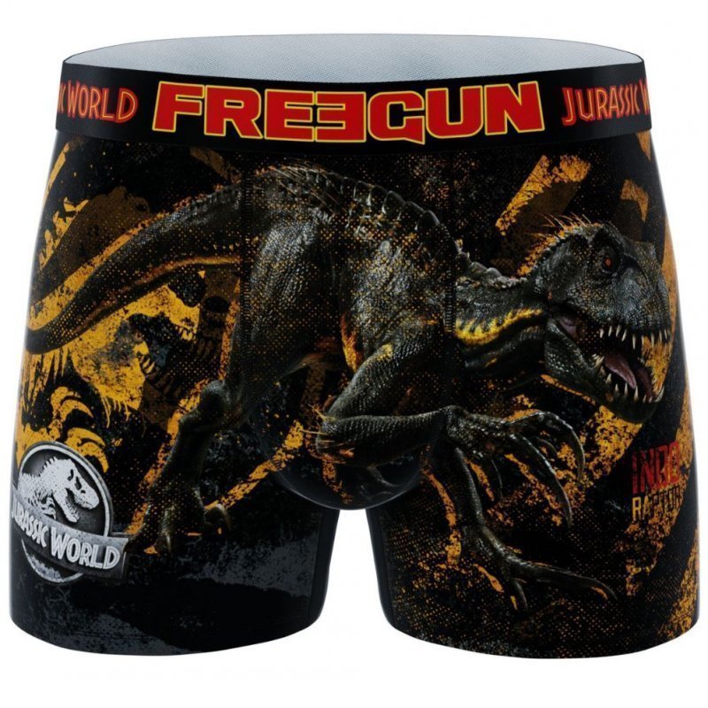 FREEGUN Boxer Homme Microfibre NDO Noir Orange JURASSIC WORLD