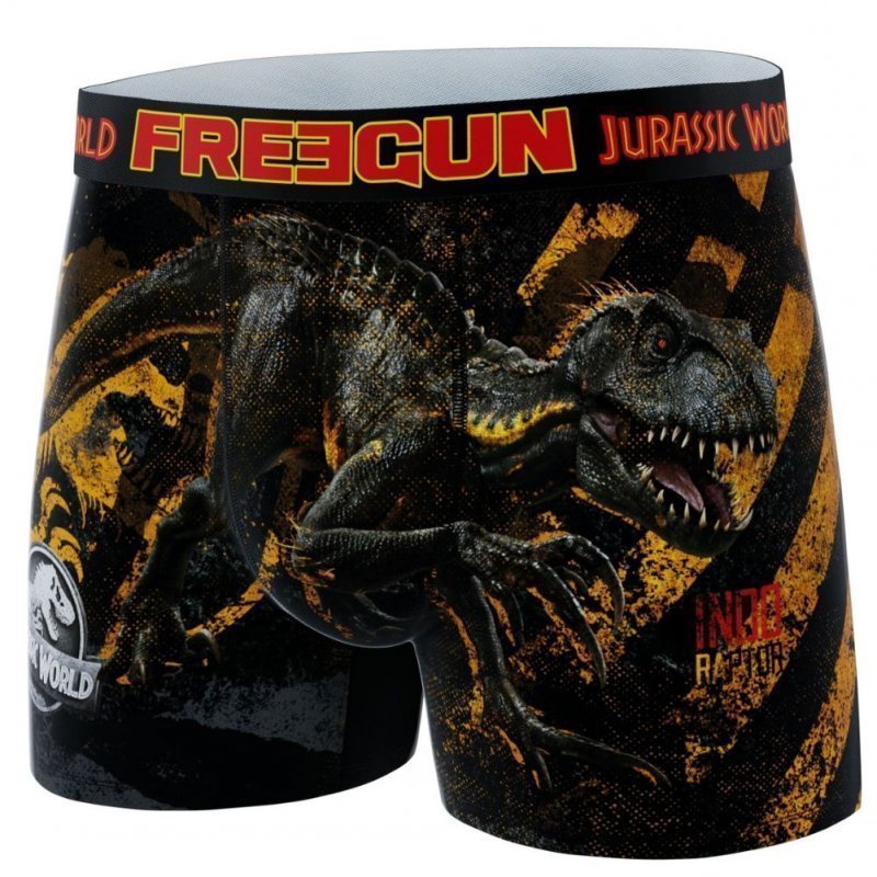 FREEGUN Boxer Homme Microfibre NDO Noir Orange JURASSIC WORLD