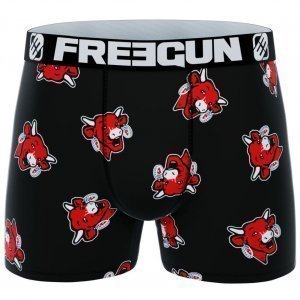 FREEGUN Boxer Homme Microfibre AOP2 Noir Rouge LA VACHE QUI RIT