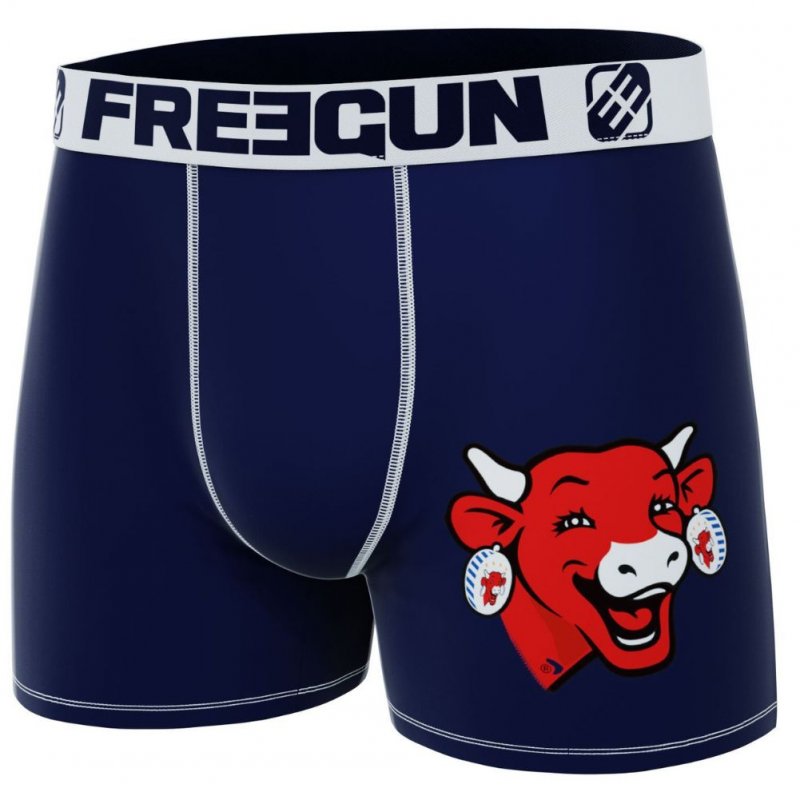 FREEGUN Boxer Homme Microfibre MIN3 Marine Rouge LA VACHE QUI RIT