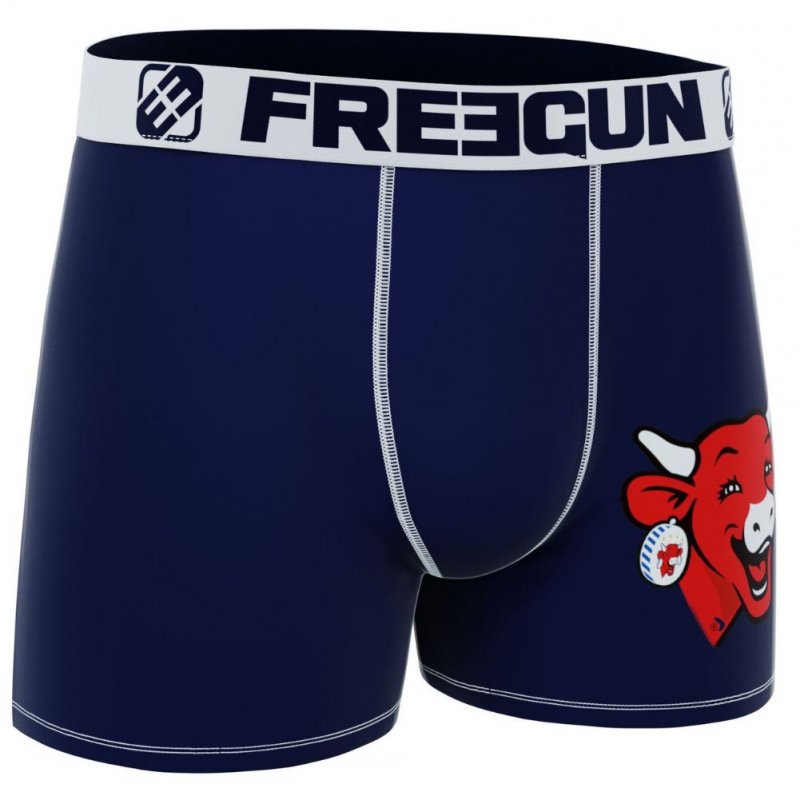 FREEGUN Boxer Homme Microfibre MIN3 Marine Rouge LA VACHE QUI RIT