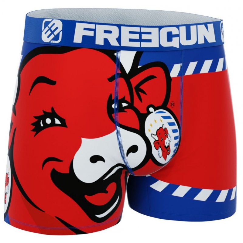 FREEGUN Boxer Homme Microfibre COW Rouge Bleu LA VACHE QUI RIT