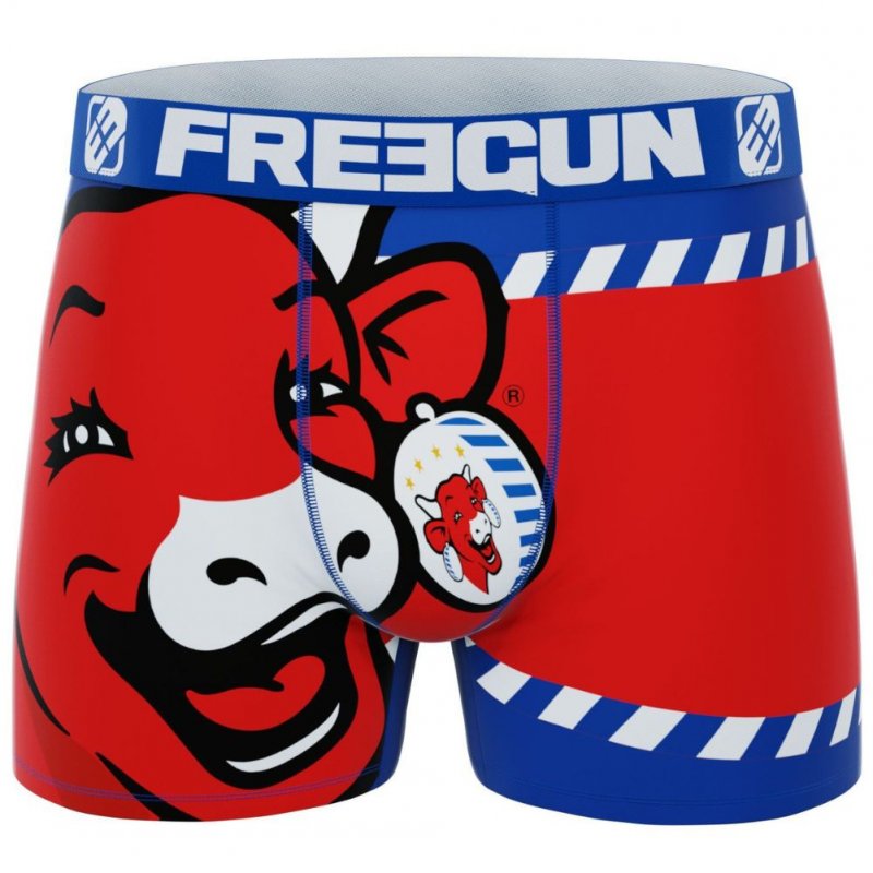 FREEGUN Boxer Homme Microfibre COW Rouge Bleu LA VACHE QUI RIT