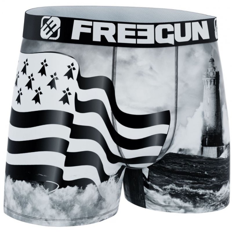 FREEGUN Boxer Homme Microfibre BREA1 Noir Gris