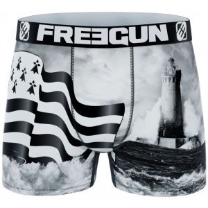 FREEGUN Boxer Homme Microfibre BREA1 Noir Gris