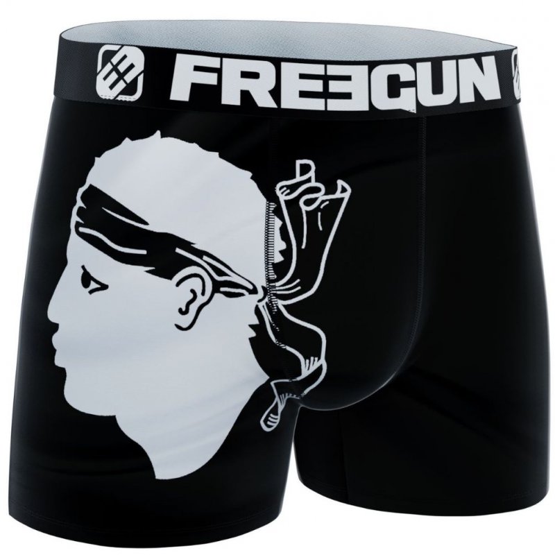 FREEGUN Boxer Homme Microfibre CORA5 Noir Blanc