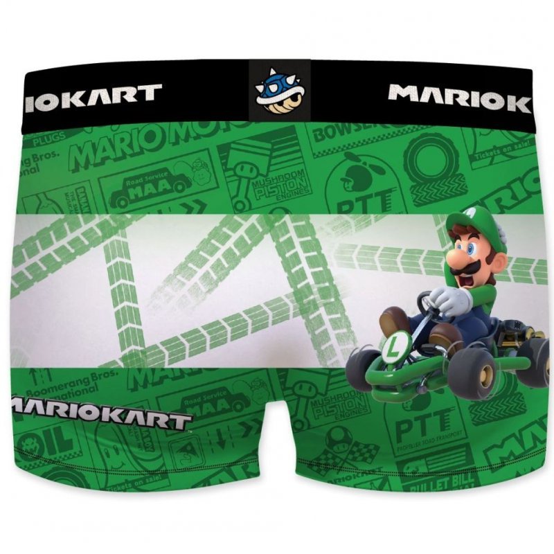 FREEGUN Boxer Homme Microfibre LUI Vert Blanc MARIO KART