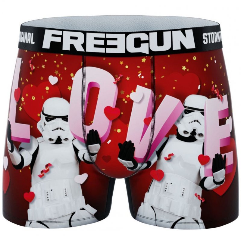 FREEGUN Boxer Homme Microfibre LOV Rouge Blanc STAR WARS