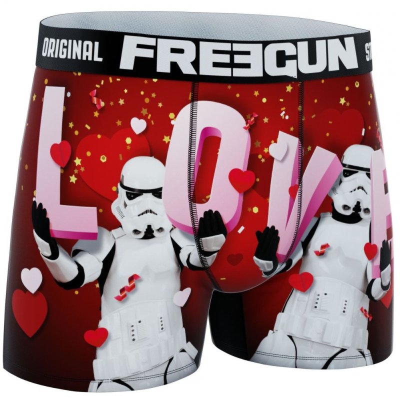 FREEGUN Boxer Homme Microfibre LOV Rouge Blanc STAR WARS