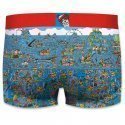 FREEGUN Boxer Homme Microfibre DEE Bleu Rouge OÙ EST CHARLIE