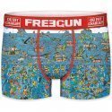 FREEGUN Boxer Homme Microfibre DEE Bleu Rouge OÙ EST CHARLIE