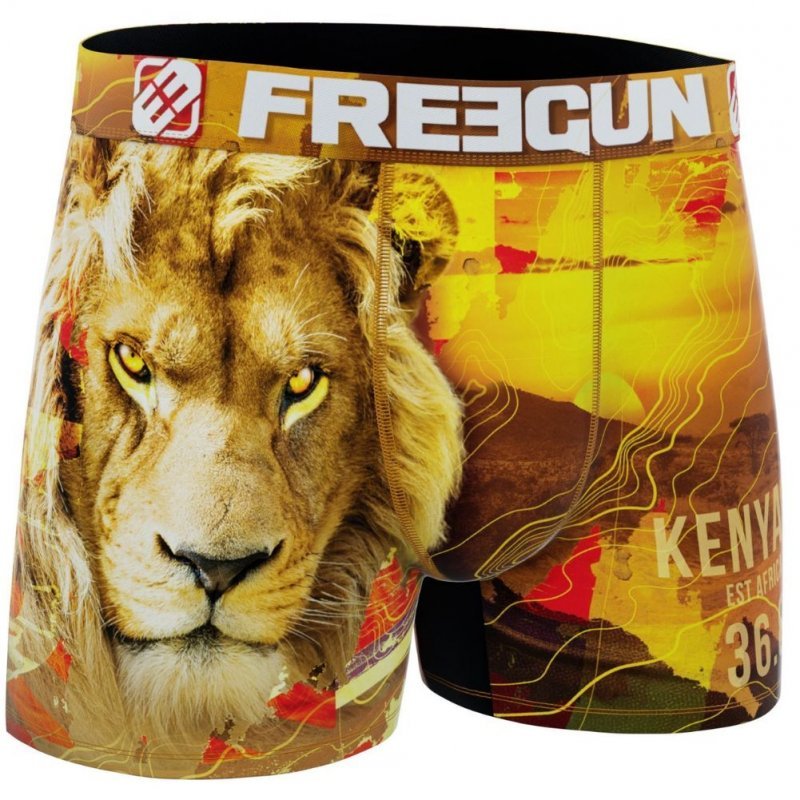 FREEGUN Boxer Homme Microfibre recyclée LIOA22 Jaune Orange PREMIUM