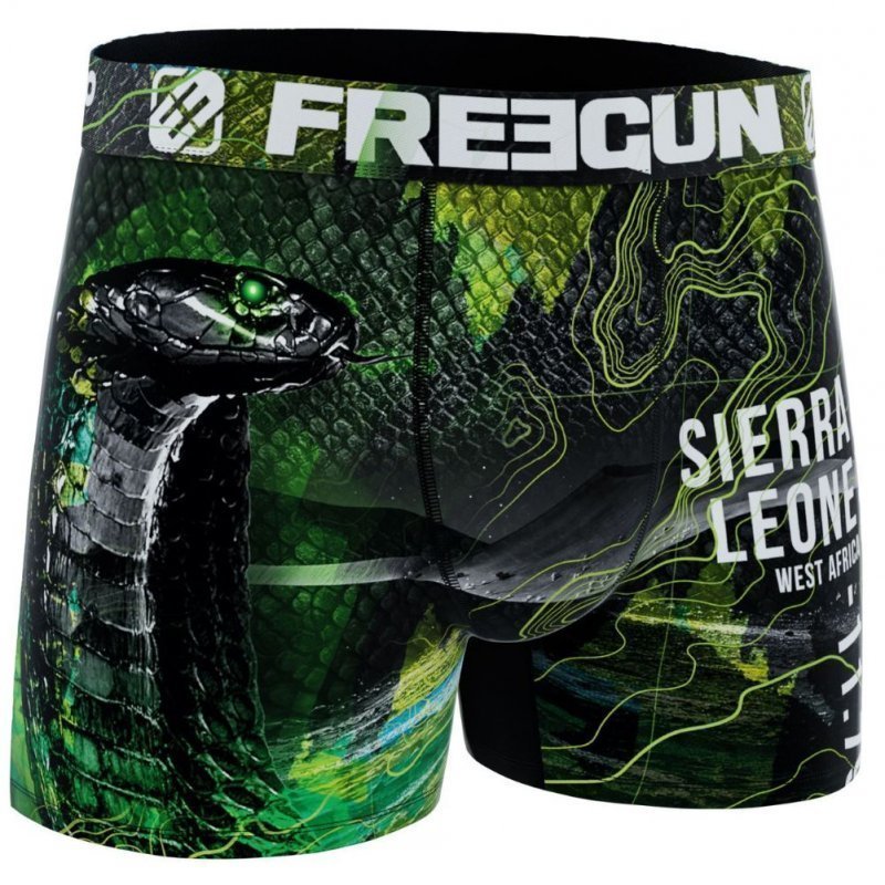 FREEGUN Boxer Homme Microfibre recyclée SNAA22 Vert Noir PREMIUM