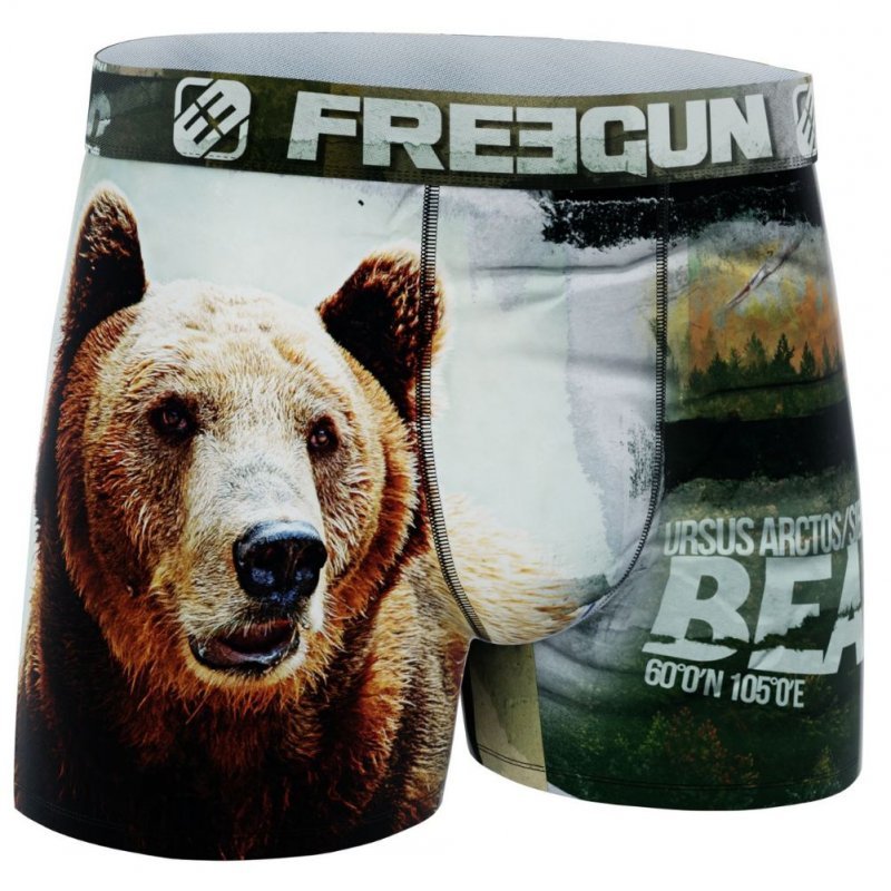 FREEGUN Boxer Homme Microfibre recyclée BEA Gris Marron PREMIUM