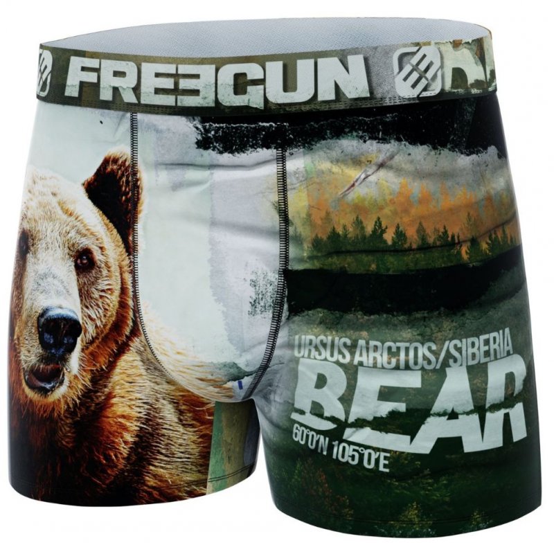 FREEGUN Boxer Homme Microfibre recyclée BEA Gris Marron PREMIUM