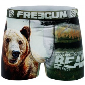 FREEGUN Boxer Homme Microfibre recyclée BEA Gris Marron PREMIUM